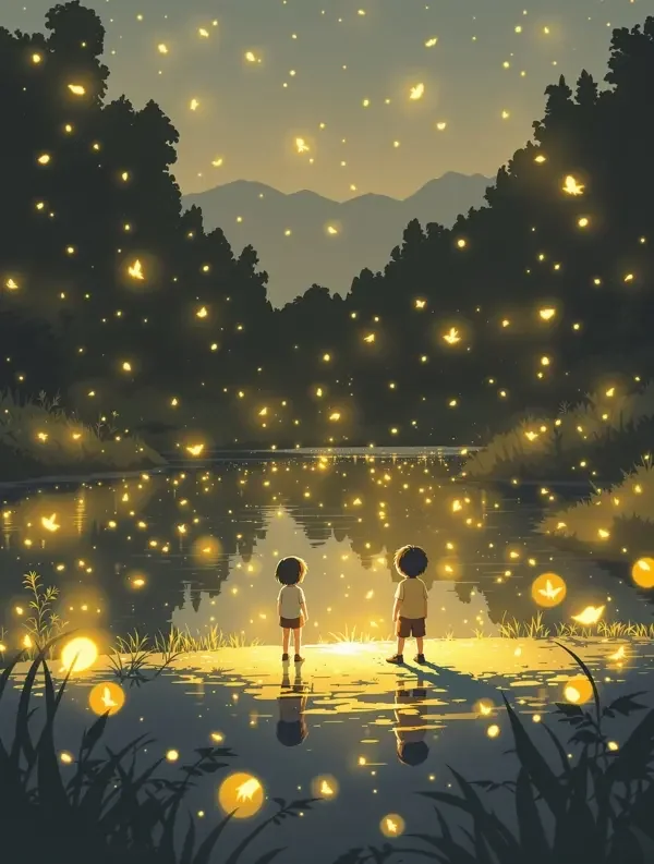 萤火川的夏天 · 星辰动漫 萤火川的夏天封面插画,动漫电影作品